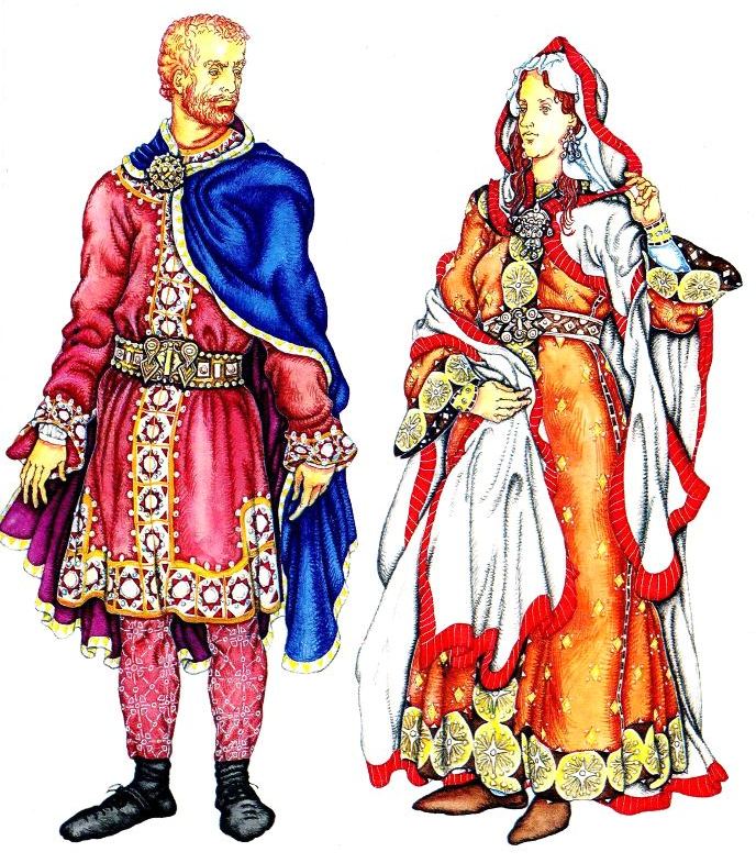 мужской и женский костюм Средневековья